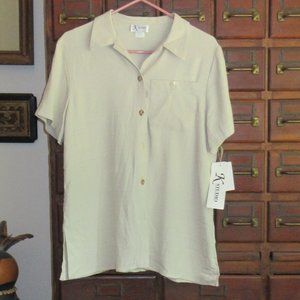 NWT Size 6 Beige Short Sleeve Top Blouse K STUDIO